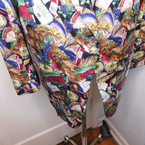 Blazer seta vintage anni 90 NICOLE MILLER donna taglia M pop art party stampa vino all over - Foto 5 di 10
