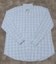 Peter Millar Men’s Blue Plaid Button Down Shirt Long Sleeve XL Front Pocket