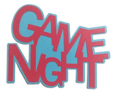 Game Night Cardstock Words with Backgrounds Die Cuts Scrapbook Cards 6 Pieces