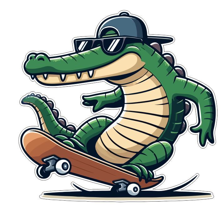 スケートボード T&C vtg skateboard sticker Skating Skateboard Skate Board Alligator Gator Crocodile Croc