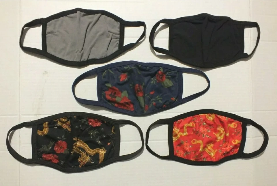 5 Pack double layered Face Covering Masks ONE SIZE COMFORTABLY FITS MOST Dragons - Image 2 of 4