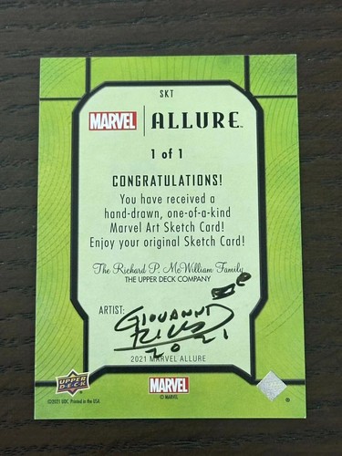 Carta schizzo Marvel Allure 2021 Upper Deck Venom di Giovanni Ricco - Foto 2 di 2