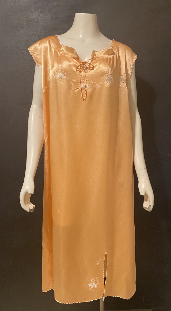 Vintage Grecian Style Satin Gown Embroidered Pulled/drawn Thread Embroidery  L | eBay