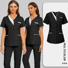 Clinical Workwear Medical Nurse Uniform Scrubs Top Short Sleeve Vneck Workwear