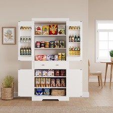 71.7" Tall Kitchen Pantry Storage Cabinet w/ Drawer  4 Barn Doors Dining Room