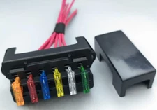 6 Way ATC ATO DC12-32V Circuit Car-Trailer-Boat-ATV Blade Fuse Box  w/5" wires