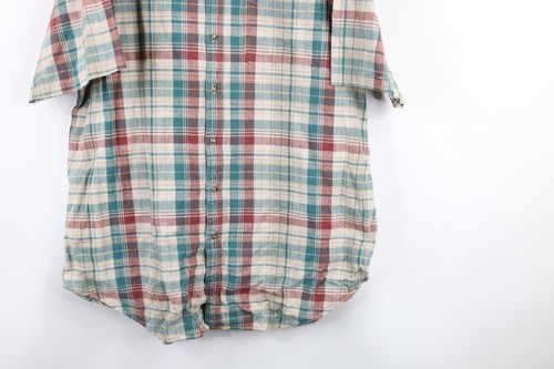 Vintage 90s LL Bean Mens XLT Linen Blend Heavyweight Collared Button Shirt Plaid - Picture 4 of 10