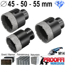 3 x Diamant Bohrkrone Ø 45 50 55 mm Granit Fliesen Loch Fräser Winkelschleifer