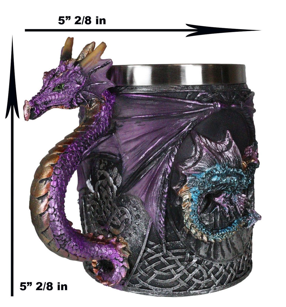 Ebros Conception Blue Fire Purple Dragon Beer Stein Tankard Coffee