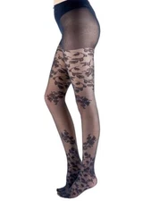 Women's Autumn Fall Floral Tights - sustainable yarn tight with delicate autu...