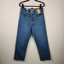 LEVI'S Ribcage Straight Ankle Super High Rise Jeans Women's Blue 31x27 Nwt