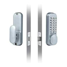 CODELOCKS -155 MECHANICAL Mortice Latch Dual Backplate Lock -Silver Grey