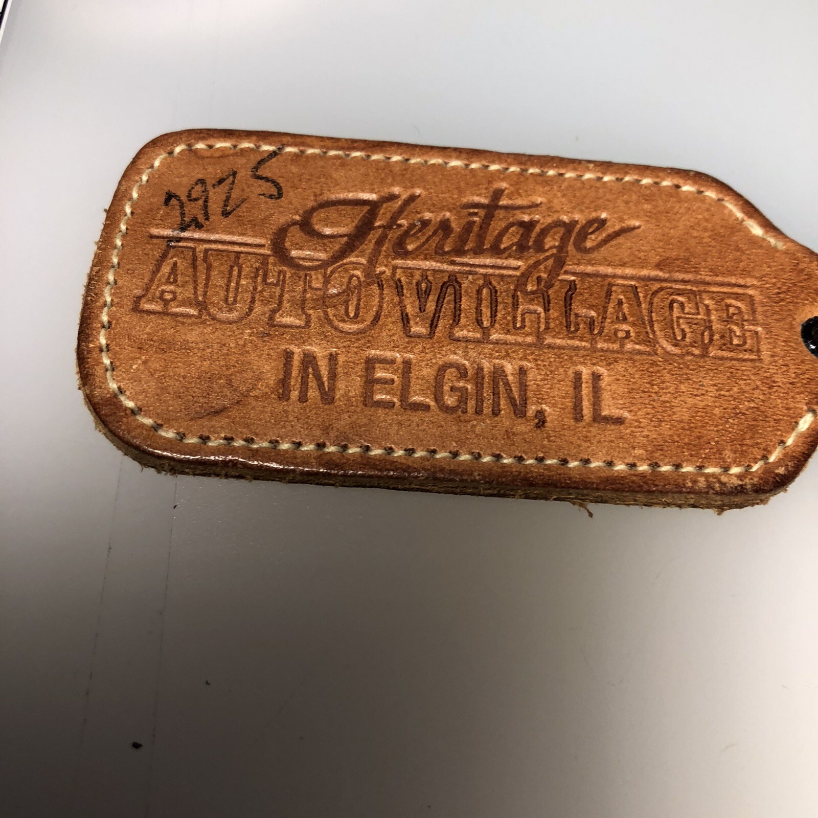 Elgin IL Heritage Auto Village Leather Auto Car Dealer Illinois Motors Keychain
