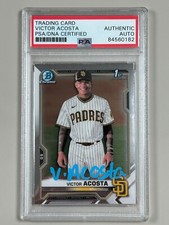 Victor Acosta Signed 2021 Bowman Chrome #BCP-151 PSA DNA COA 1st Padres Reds B