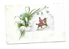 Horse Equestrian English Rider White Flowers No Advertising Vict Card c1880s