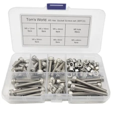 Hex Socket Head Cap Bolts Nuts Screws Assortment Set 304 Stainless Steel Allen S