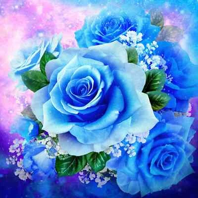 American Beauty Rose Digital Panel Blue 59 x 59 Oasis Fabrics