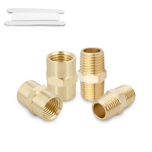 4PCS Brass Pipe Fitting Brass Hex Nipple Hex Coupler Male Thread Pipe 1 4 X