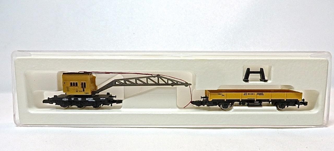 Marklin 8657 Z-scale German Federal Railroad DB Low Side Car & Crane Car New