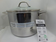Viking 3-Layer Stainless Steel 8 Quart Stock Pasta Pot w Glass Lid, Brand New