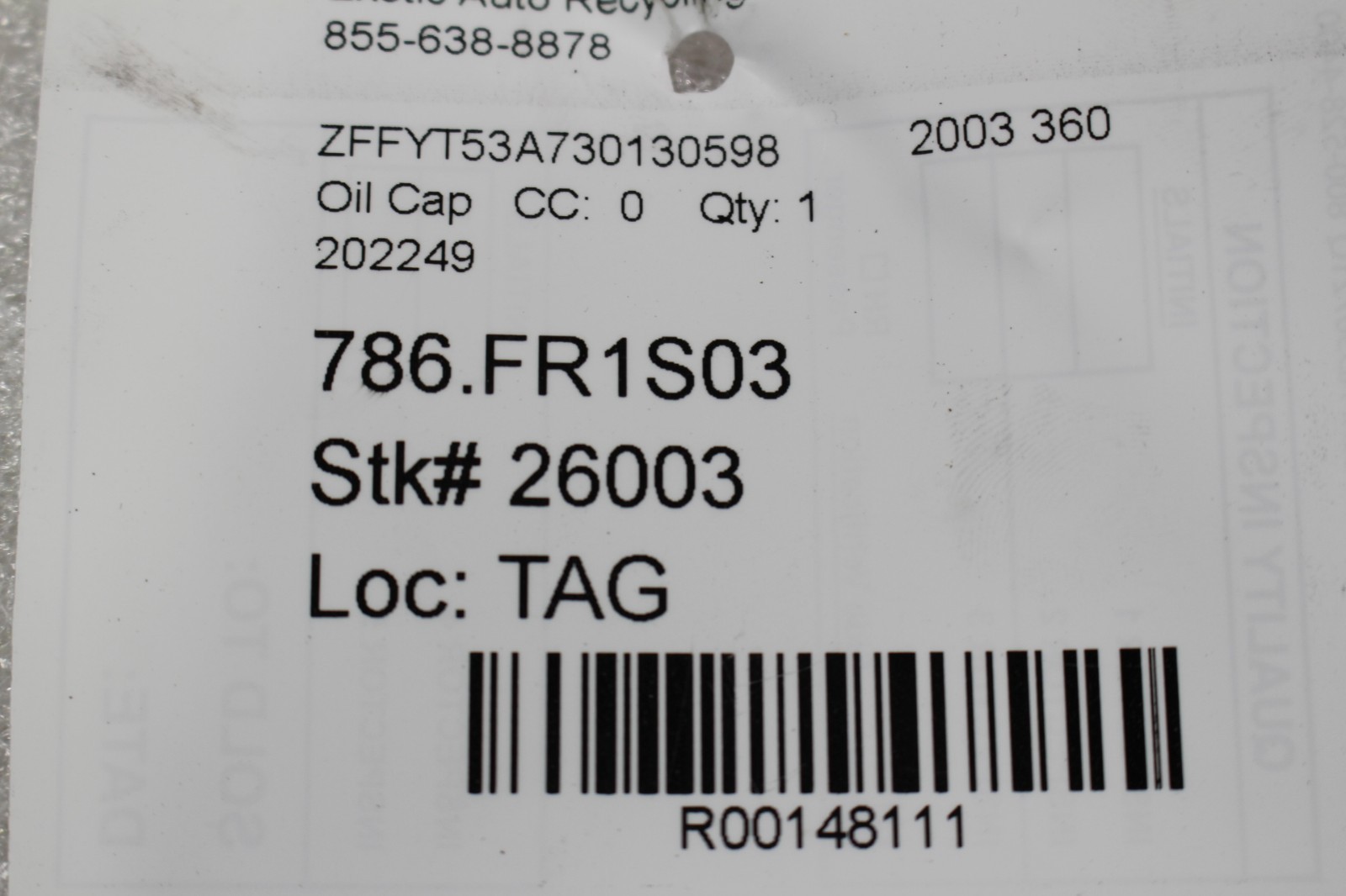 Ferrari 360 Cap P/N 202249