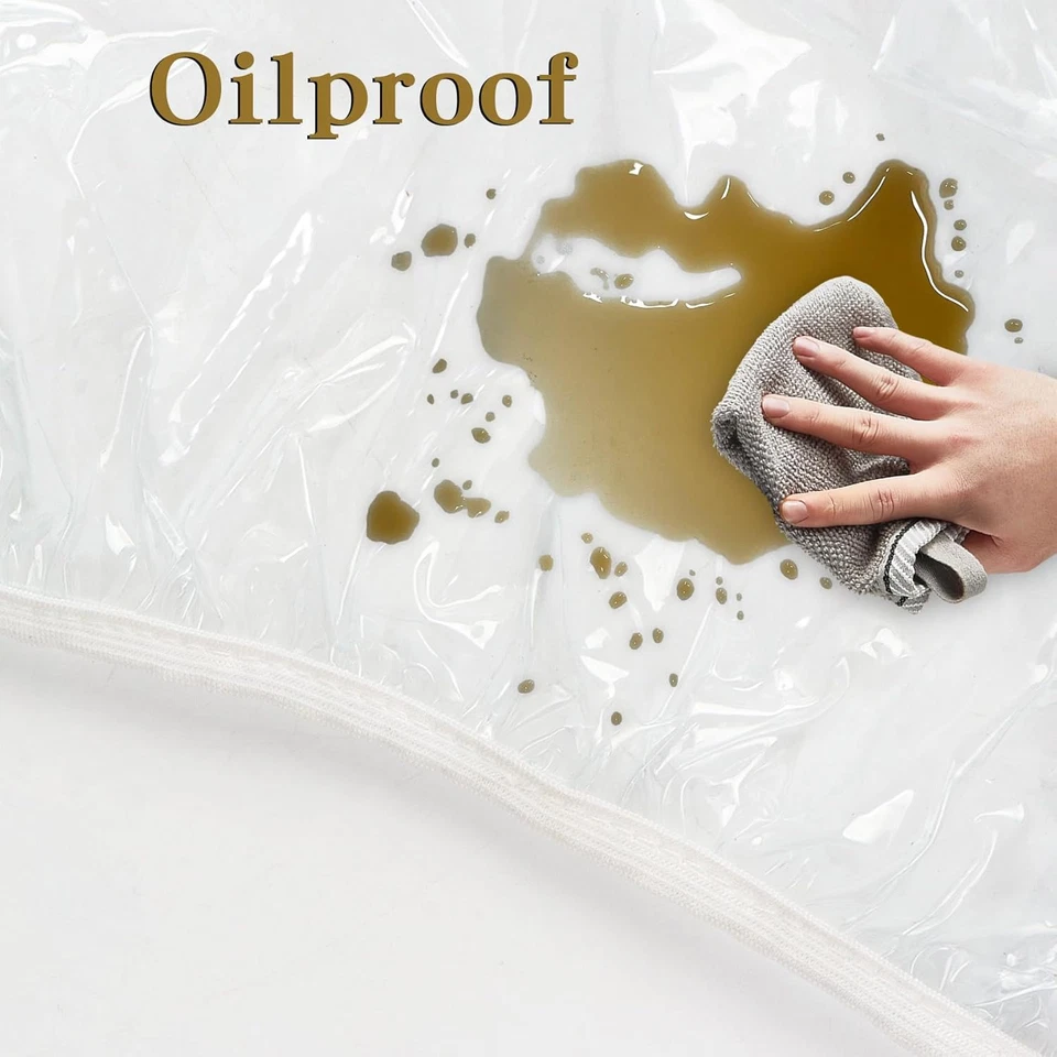 Clear Oval Vinyl Fitted Tablecloth, Fits 40 X 60 Inch Oval Table, Waterproof Oil - Image 4 of 4