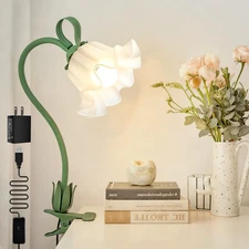 Clip On Light and Bed Headboard Lamp,Ideal Gift for Women,Flower Desk Lamp wi...