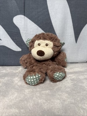 Animal Adventure Plush Monkey Brown Stuffed LOVEY Green Polka Dot Flat Body 8''