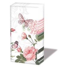 Taschent&uuml;cher bedruckt 4lagig 21x22cm 10 St&uuml;ck Amelia wei&szlig; Schmetterlinge