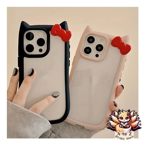 NOUVELLE coque iPhone 16 Pro ruban oreille chat 3D transparent style coréen m... - Photo 4/4