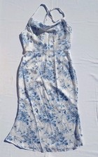 CIDER Sz XS Blue White Floral Dragonfly Criss-cross Strap Slip Sundress Summer