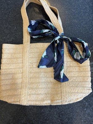 Draper James Straw Bag with Floral Scarf