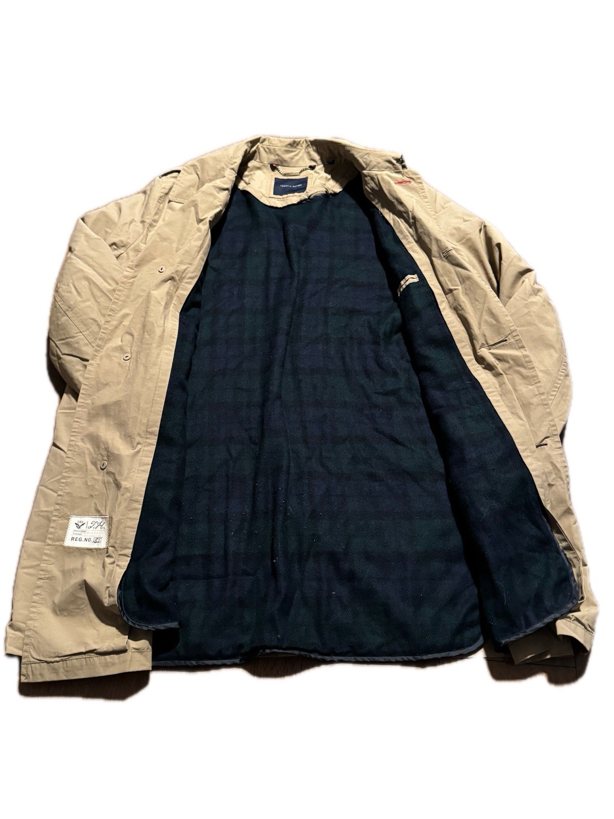 Vintage Tommy HilfigerMen Khaki Double Trench Coat W/ Removable Liner Size XL image 2