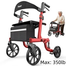 Folding Rollator Walker for Seniors with Seat All Terrain Adjustable Max 350lb