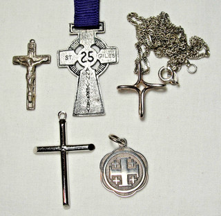 Sterling Silver Lot JFH St. Giles TK Cross Chain Crucifix Jerusalem Cross Medal