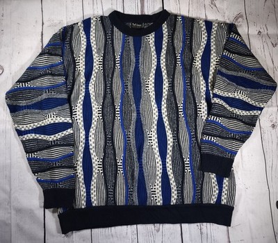 Port Louis Vintage 90s Grunge Coogi Style Pattern Knitted Jumper Sweater Size XL