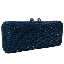 Navy Evening Bags and Clutches Women Formal Crystal Clutch Handbags Wedding R...