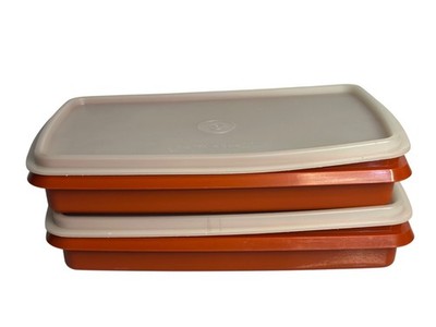 Vintage Tupperware Cold Cut Keepers Paprika Red Containers 2Pc Kitchenware Retro