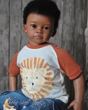 28in Lifelike Reborn Baby Doll Dark Skin Toddler Boy Rooted Short Afro Hair Gift