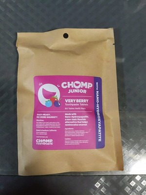 Chomp Junior Very Berry Toothpaste 60 Tablets w/ Nano Hydroxyapatite Refill #80