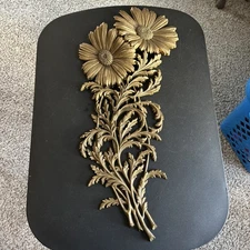 Vintage Burwood Wall Decor Gold Flowers 4655-1 RARE