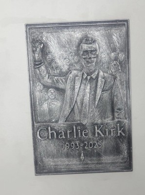 Charlie Kirk 4  X 6  Silver Wall Art 3D Home Decor Memorial Plaque Figure Art