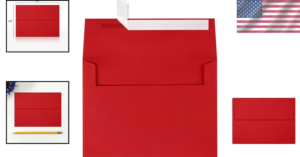 Sobres auto-sellados A7 rojo rubí | 250 unidades | Perfecto para todas las ocasiones Foto 2 de 4