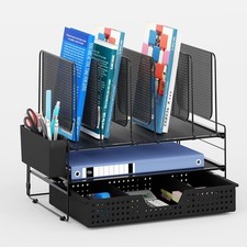 Desk Organizer Office Organization with Vertical File Holder Drawer and Pen