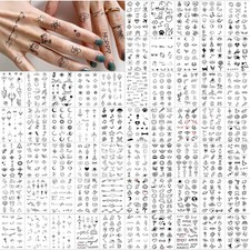 1000 Mixed Styles 60 Sheets Tiny Realistic Temporary Tattoos for Adult Black