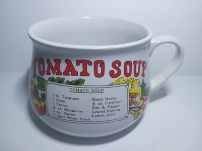 Vintage Soup Recipe Mug Coffee Tea 1970 s 16 Oz Tomato Soup