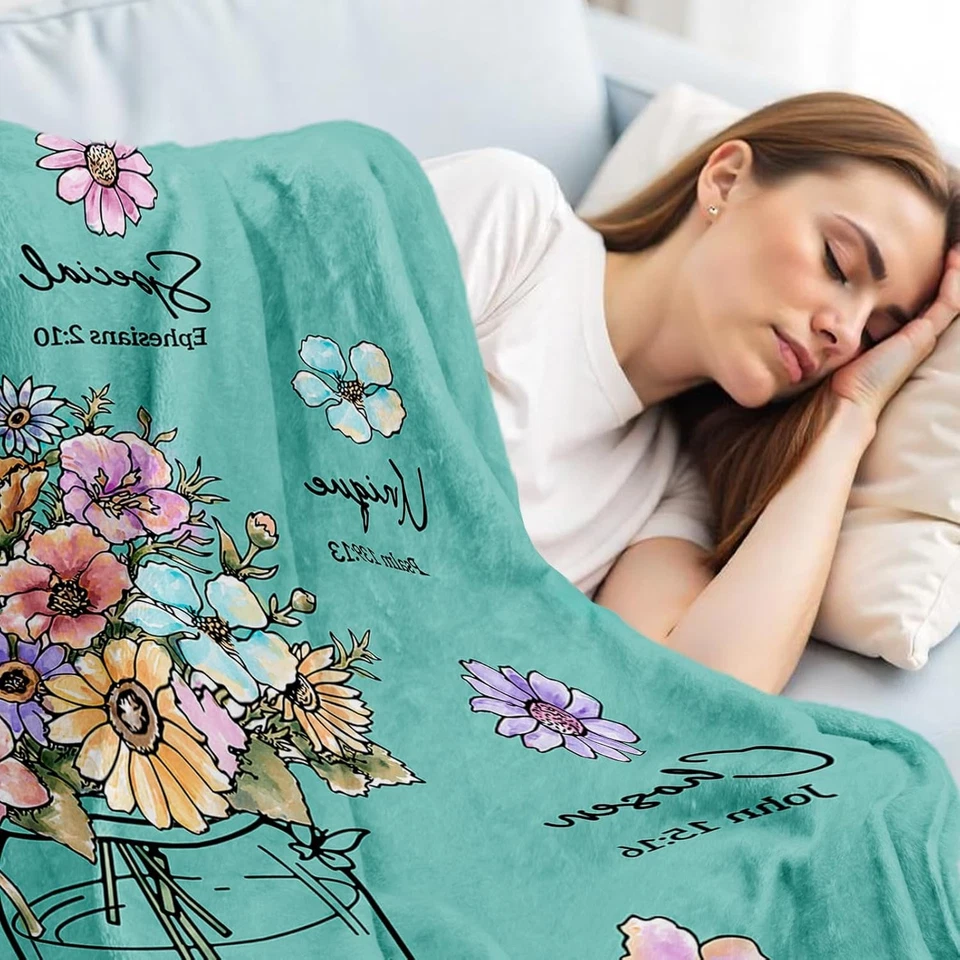 Christian Blanket for Women,Blanket with Flowers, Inspiration Gifts for Women - Image 4 of 4