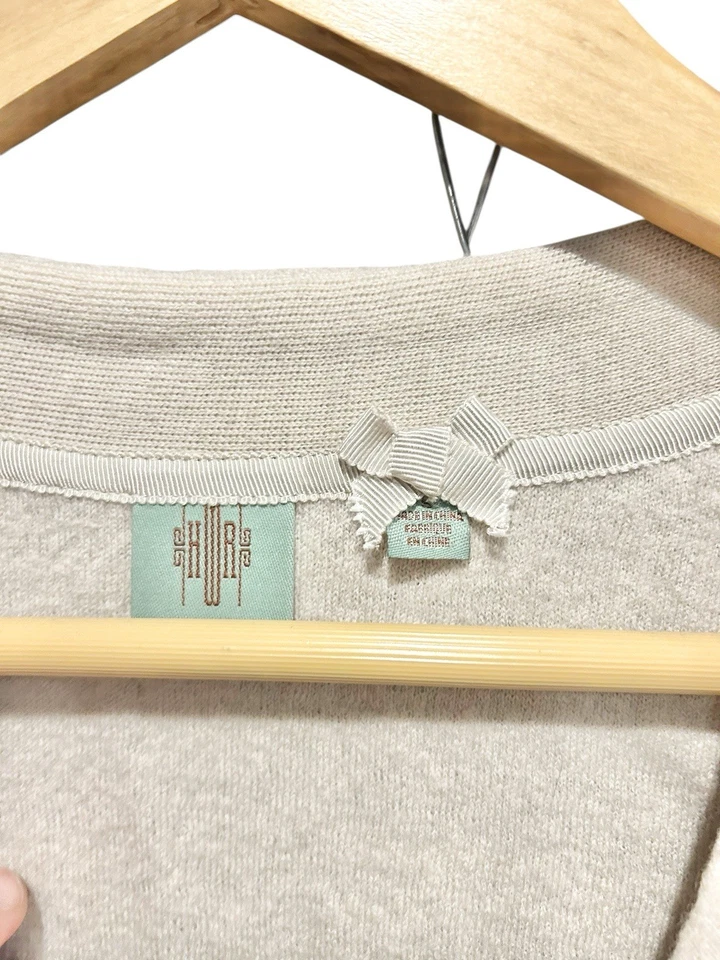 Шерстяной кардиган Anthropologies HWR с монограммой желтовато-коричневый с шарфом женский размер маленький - Изображение 2 из 4