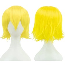 Color: PURPLE, Stretched Length: 12INCHES - Synthetic Hair Unisex Short Cosplay