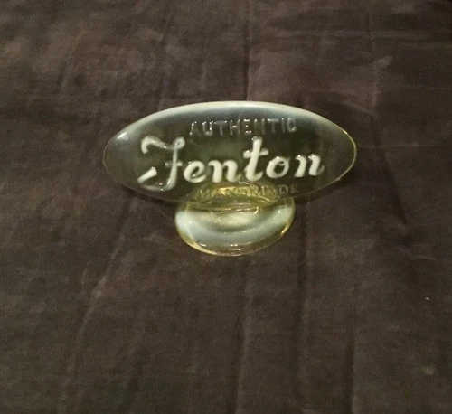 Fenton Yellow Opalescent Uranium Vaseline Glass Advertising Sign FAGCA 80